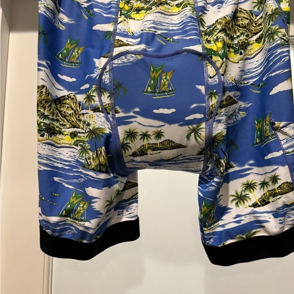 ZOIC 3XL Padded Cycling Liner Shorts Blue Tropical Print Mountain Bike - Picture 3 of 7